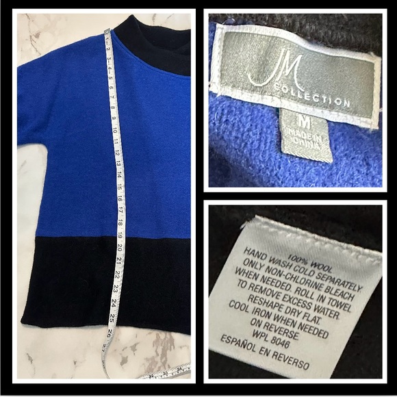 Color block Asymmetrical 100% wool sweater cardigan (NWOT) - Picture 4 of 7